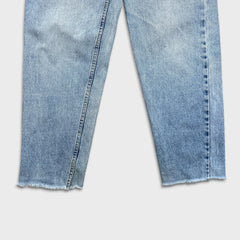 Vintage 90s Levi's 550 Jeans Mens 34x29 Blue Relaxed Fit Tapered Leg Frayed Denim