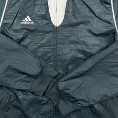 Adidas Light Jacket Mens Medium Blue Essentials 3 Stripe Full Zip Climalite Windbreaker Bomber