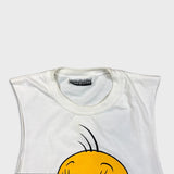 Vintage 1995 Tweety Bird Sleeveless Shirt Womens XS White Looney Tunes Cartoon Top
