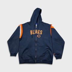 Vintage Y2K Reebok Chicago Bears Hoodie Mens Large Blue Full Zip Sports NFL Football Sweater