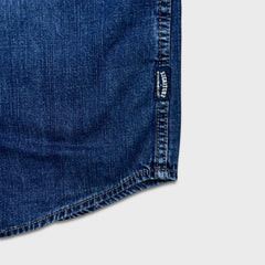 Levi's Signature Denim Shirt Mens Large Blue Dark Wash Casual Western Pearl Snap