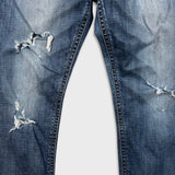 Silver Jeans Co. Eddie Mens 30x32 Blue Relaxed Fit Slim Straight Distressed Denim Pants