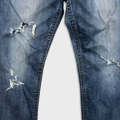 Silver Jeans Co. Eddie Mens 30x32 Blue Relaxed Fit Slim Straight Distressed Denim Pants