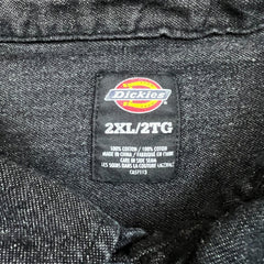 Dickies Denim Shirt Mens 2XL Black Dark Wash Casual Western Button Up