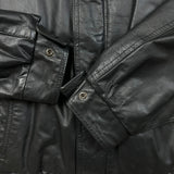 Vintage 80s Sears Leather Bomber Jacket Mens Large Black Quilted Flight Coat