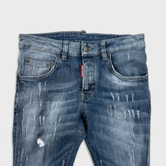 Dsquared2 Jeans Mens 30x27 Blue Distressed Slim Taper Straight Medium Wash Denim Pants