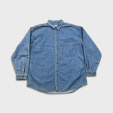 Vintage 90s Levi's Denim Shirt Mens XL Blue Orange Tab Western Button Up