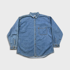 Vintage 90s Levi's Denim Shirt Mens XL Blue Orange Tab Western Button Up