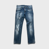 Dsquared2 Jeans Mens 30x27 Blue Distressed Slim Taper Straight Medium Wash Denim Pants