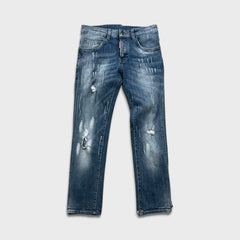 Dsquared2 Jeans Mens 30x27 Blue Distressed Slim Taper Straight Medium Wash Denim Pants