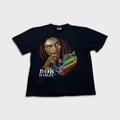Vintage Y2K Bob Marley T Shirt Mens 2XL Black The Roxx Reggae Double Sided Tee