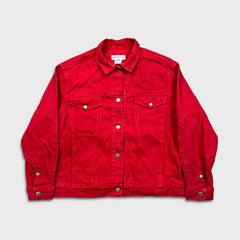 Vintage 90s Calvin Klein Sport Denim Jacket Mens Medium Red USA Trucker