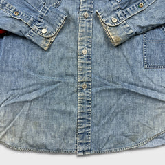Vintage 90s Tommy Hilfiger Denim Shirt Mens Large Blue Tommy Jeans Button Up