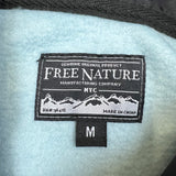Free Nature Fleece Mens Medium Blue AOP Nature 1/4 Zip Hooded Jacket