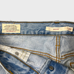 Levi's Wedgie Jeans Womens 27x28 Blue Slim Straight Fit Frayed Leg Distressed Denim Pants