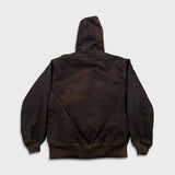 Carhartt Jacket Mens Small Brown J130 Duck Canvas Quilted Lined Faded Workwear