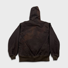 Carhartt Jacket Mens Small Brown J130 Duck Canvas Quilted Lined Faded Workwear