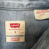 Levi's Denim Shirt Mens Small Blue Light Wash Casual Western Pearl Snap