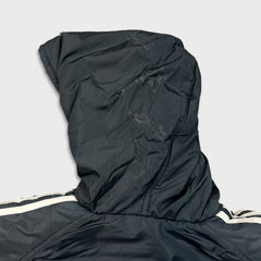 Vintage 90s Adidas Jacket Mens Large Gray Reversible 3 Stripe Heavy Coat