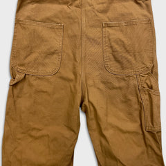 Dickies Overalls Mens 36x32 Brown Bib Hammer Loop Workwear Carpenter Canvas