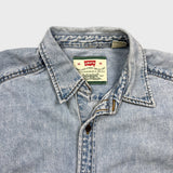 Vintage 90s Levi's Denim Shirt Mens Medium Blue Faded Light Wash Button Up