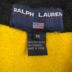 Vintage 90s Ralph Lauren Polo Sport Fleece Mens Medium Yellow 1/4 Zip Outdoor Pullover Jacket