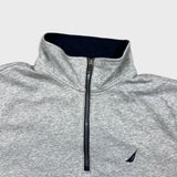 Nautica Sweatshirt Mens Large Gray 1/4 Zip Classic Logo Pullover