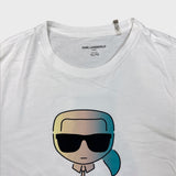 Karl Lagerfeld Paris T Shirt Mens XL White Ikonik Avatar Logo Distressed Tee