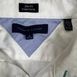 Tommy Hilfiger Shirt Mens Large White Slim Fit Preppy Long Sleeve Button Up