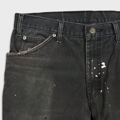 Dickies Pants Mens 34x32 Black Straight Leg Distress Hammer Loop Canvas Workwear