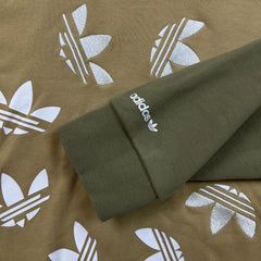 Adidas Hoodie Mens Large Beige Originals Multi Trefoil Pullover Hooded Sweater