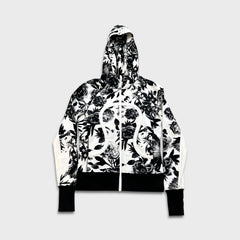 Lululemon Scuba Hoodie Stretch Womens Size 6 White AOP Floral Print Full Zip Sweater