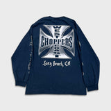 Vintage Y2K West Coast Choppers Long Sleeve Shirt Mens XL Blue Long Beach CA Faded