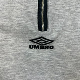 Vintage 90s Umbro by Descente Polo Shirt Mens Medium Gray 1/4 Zip Spell Out