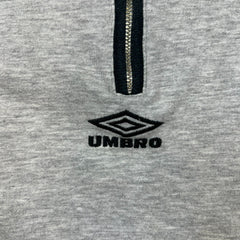 Vintage 90s Umbro by Descente Polo Shirt Mens Medium Gray 1/4 Zip Spell Out