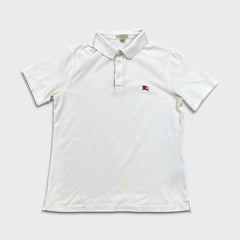Burberry Brit Polo Shirt Mens Medium White Nova Check Tartan Cotton Preppy