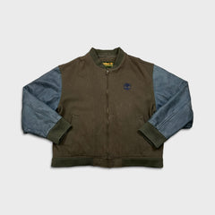 Vintage 90s Timberland Jacket Mens Brown Large Wool Varsity Letterman