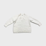 Babaton Aritzia Sweater Womens Small Gray Merino Wool Deep V Neck Knit Pullover