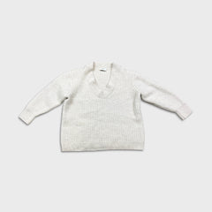 Babaton Aritzia Sweater Womens Small Gray Merino Wool Deep V Neck Knit Pullover