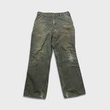 Carhartt B11 MOS Pant Mens 32x30 Green Loose Fit Washed Duck Workwear Dungaree