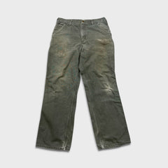 Carhartt B11 MOS Pant Mens 32x30 Green Loose Fit Washed Duck Workwear Dungaree