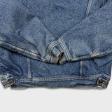 Vintage 90s Lee Storm Rider Denim Jacket Mens Large Blue Light Wash Blanket Lined Trucker Western