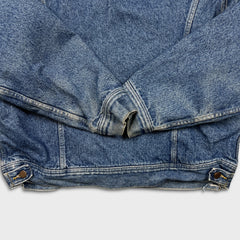 Vintage 90s Lee Storm Rider Denim Jacket Mens Large Blue Light Wash Blanket Lined Trucker Western