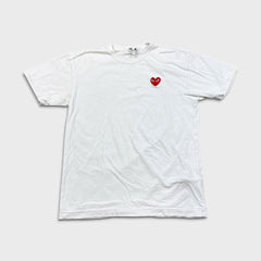 Comme des Garcons Play T Shirt Mens Small White CDG Play Heart Short Sleeve Tee