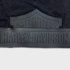 Vintage Y2K Harley Davidson Denim Jacket Womens Medium Black Motorcycle Biker Bomber