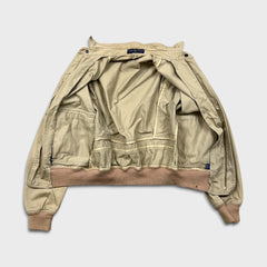 Vintage 90s Polo Ralph Lauren Harrington Jacket Mens Small Beige Full Zip Bomber