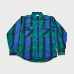 Vintage 90s Five Brother Shirt Mens Medium USA Flannel Plaid Long Sleeve Button Up