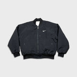 Vintage 90s Nike Jacket Mens Large Black Big Swoosh Reversible Quilted Bomber