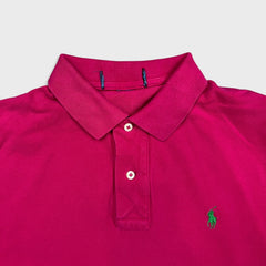 Vintage 90s Polo Ralph Lauren Shirt Mens Medium Pink Preppy Pony Casual Short Sleeve