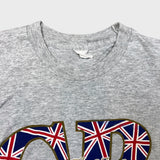 Vintage 90s Great Britain Union Jack T Shirt Mens XL Gray Single Stitch Flag Tee